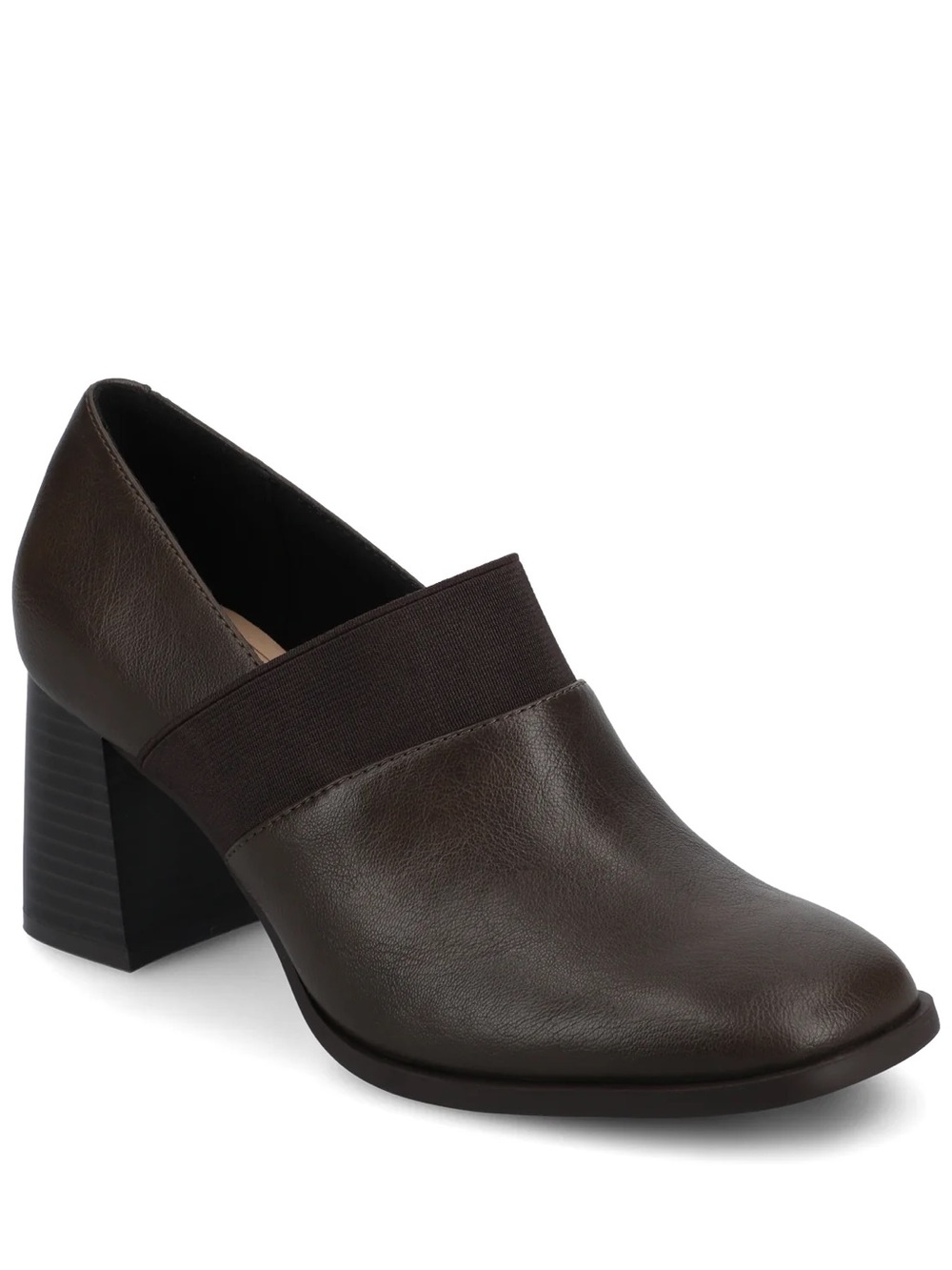 Journee Collection Maeve Brown Block Heel Slip-On Pumps Size 9